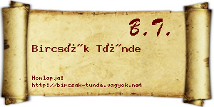 Bircsák Tünde névjegykártya